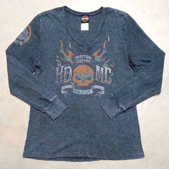 Harley-Davidson Tops - Harley-Davidson Waffle V-Neck Shirt Size XL Winston-Salem NC Top Weave Thermal
